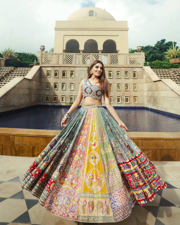 Celebrate in Color | Real Mirror Work | Graceful 4-Meter Flair